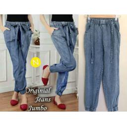 BR12135 - 7219 CELANA JOGER JEANS  JUMBO BIRU MUDA