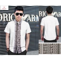 BR15267 - KEMEJA PRIA MAN 06 PUTIH COMBI COKLAT