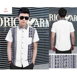 BR15269 - KEMEJA PRIA MAN 07 PUTIH COMBI NAVY