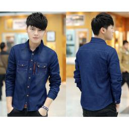 BR15345 - KEMEJA COWOK JEANS LENGAN PANJANG