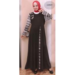 BR15407 - GAMIS SALUR GREY COMBI HITAM