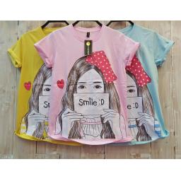 BR16532-3 - SMILE TSHIRT TUMBLR TEE - biru