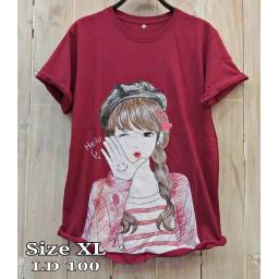 BR16782 - HELLO MAROON TSHIRT TUMBLR TEE SIZE XL