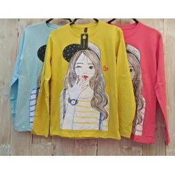 BR17440-1 - GIRL TSHIRT TUMBLR TEE LENGAN PANJANG - biru