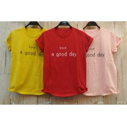 BR18162-3 - HAVE A GOOD DAY TSHIRT TUMBLR TEE - pink