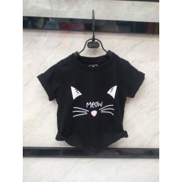 BR18522 - MEOW HITAM KAOS ANAK TSHIRT TUMBLR TEE - size M