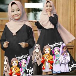 BR18782 - GAMIS ANAK HIJABER HITAM