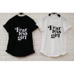 BR18804-2 - FEAR LESS GIRL TSHIRT TUMBLR TEE - putih