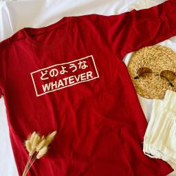 BR19399 - WHATEVER MAROON TSHIRT TUMBLR TEE LENGAN PANJANG