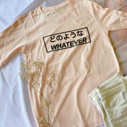 BR19400 - WHATEVER PINK TSHIRT TUMBLR TEE LENGAN PANJANG