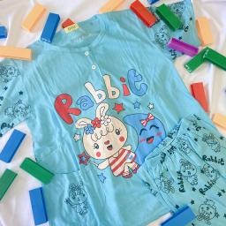 BR19414 - SETELAN BABYDOLL RABBIT BIRU