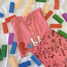 BR19417 - SETELAN BABYDOLL RABBIT PINK