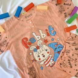 BR19418 - SETELAN BABYDOLL RABBIT PEACH