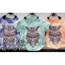 BR19816-6 - KAOS ANAK TIE DYE OWL - size L oren