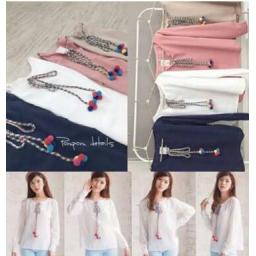 BR19944 - RAINBOW POM-POM - putih