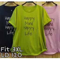 BR20203-1 - HAPPY MIND HAPPY LIFE TSHIRT TUMBLR TEE SIZE 3XL - navy