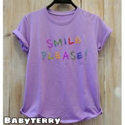 BR20883 - SMILE PLEASE LILAC TSHIRT TUMBLR TEE (BABYTERRY)