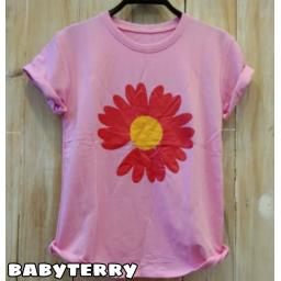 BR20886 - FLOWER PINK TSHIRT TUMBLR TEE (BABYTERRY)