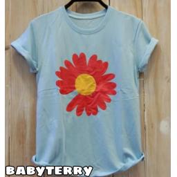 BR20887 - FLOWER BIRU TSHIRT TUMBLR TEE (BABYTERRY)