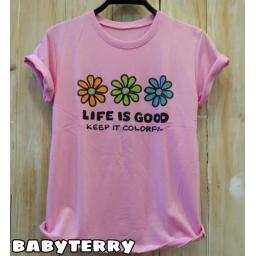 BR20893 - LIFE IS GOOD PINK TSHIRT TUMBLR TEE (BABYTERRY)