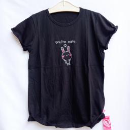 BR20970 - CUTE RABBIT HITAM TSHIRT TUMBLR TEE