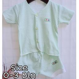 BR21078 - SETELAN BAYI KANCING MOTIF POLKADOT HIJAU