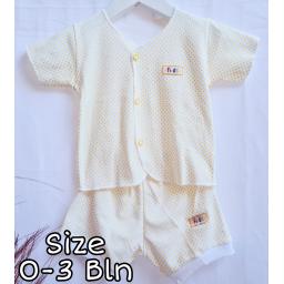 BR21079 - SETELAN BAYI KANCING MOTIF POLKADOT KUNING