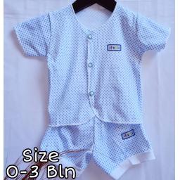 BR21080 - SETELAN BAYI KANCING MOTIF POLKADOT BIRU