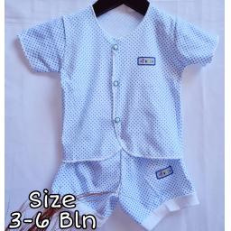 BR21081 - SETELAN BAYI KANCING MOTIF POLKADOT BIRU