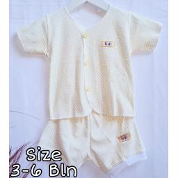 BR21083 - SETELAN BAYI KANCING MOTIF POLKADOT KUNING