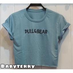 BR21088 - KAOS CROP TEE PULL & BEAR BIRU (BABYTERRY)