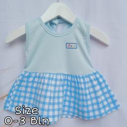 BR21108 - DRESS BAYI MOTIF KOTAK BIRU