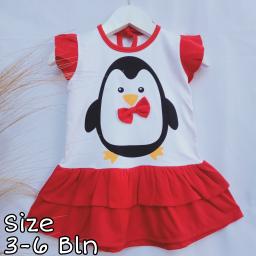 BR21124 - DRESS BAYI PINGUIN MERAH