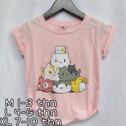 BR21425-3 - CAT PINK KAOS ANAK TSHIRT TUMBLR TEE - Size XL