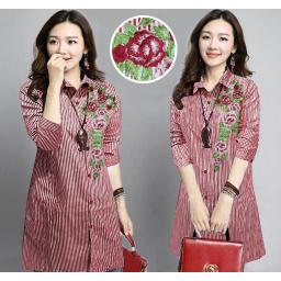 BR21444 - KEMEJA TUNIK JUMBO SALUR RED