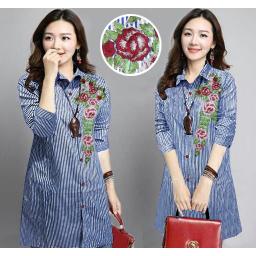 BR21445 - KEMEJA TUNIK JUMBO SALUR BLUE