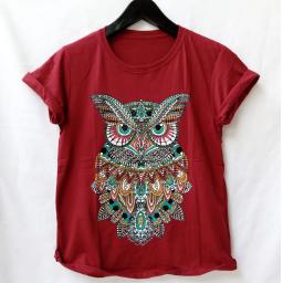 BR21482 - OWL MAROON TSHIRT TUMBLR TEE