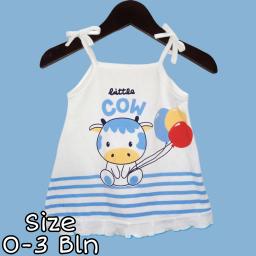 BR21489 - DRESS BAYI MOTIF LITTLE COW BIRU