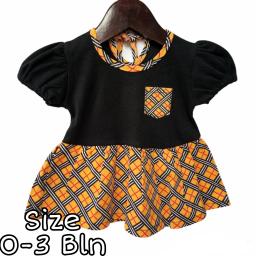 BR21492 - DRESS BAYI MOTIF KOTAK-KOTAK HITAM