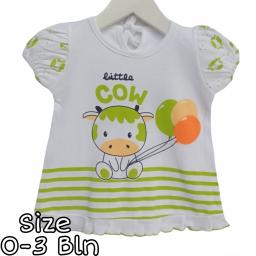 BR21523 - DRESS BAYI lENGAN MOTIF LITTLE COW HIJAU