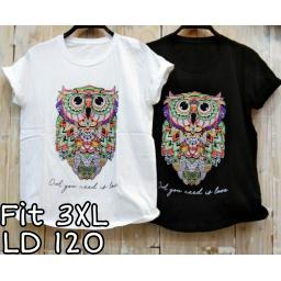 BR21760-2 - OWL TSHIRT TUMBLR TEE SIZE 3XL - Hitam