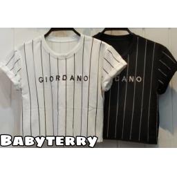 BR21830 - KAOS CROP TEE SALUR GIORDAN (BABYTERRY) - Hitam