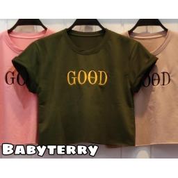 BR22125 - KAOS CROP TEE GOOD (BABYTERRY) - Peach