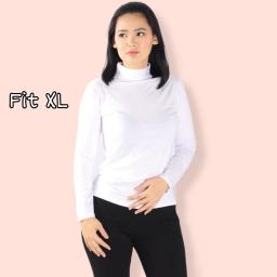 BR22364 - KAOS POLOS PUTIH LENGAN PANJANG TURTLE NECK SIZE XL