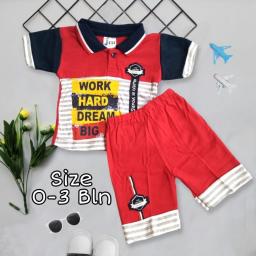 BR22387 - SETELAN BAYI WORK HARD MERAH