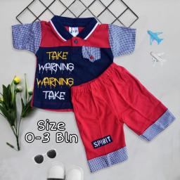 BR22390 - SETELAN BAYI TAKE WARNING MERAH