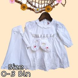 BR22397 - GAMIS BAYI PITA MUTIARA PUTIH