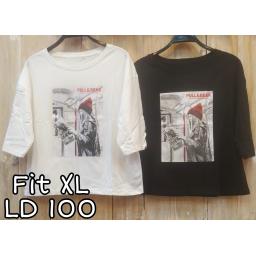 BR22425 - PULL LENGAN 3/4 TSHIRT TUMBLR TEE SIZE XL - Putih