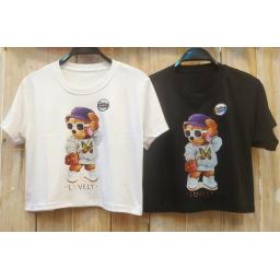 BR22482 - KAOS CROP TEE BEAR LOVELY - Putih