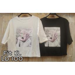 BR22540 - GIRL LENGAN 3/4 TSHIRT TUMBLR TEE SIZE XL - Putih